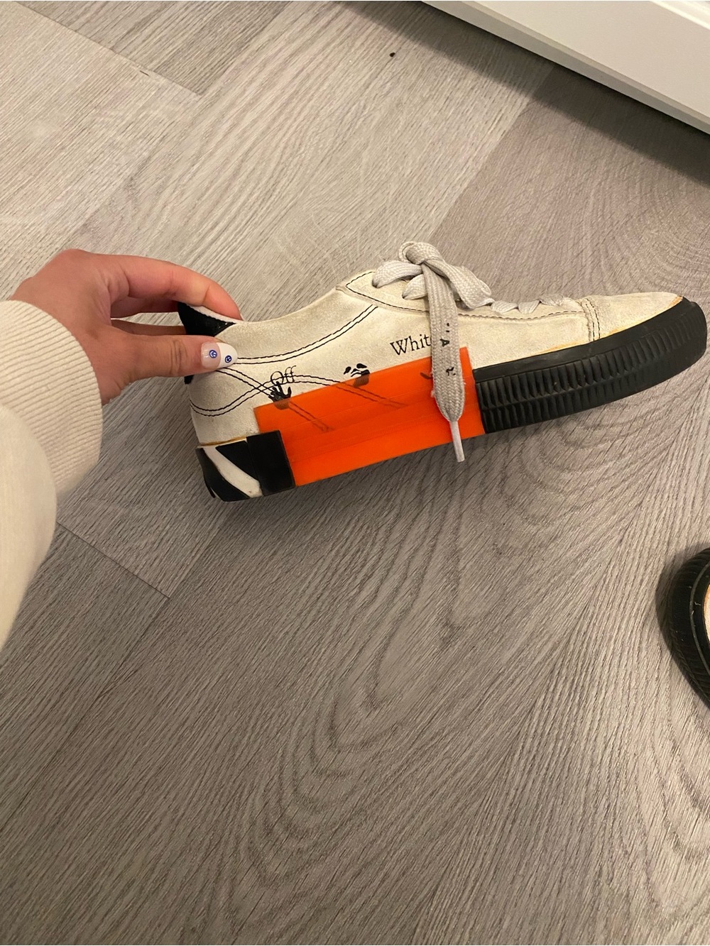 Off-White Low-Top Sneaker in White with Orange and Black Accents